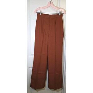 Vtg 1970's Sears Perma Prest High Waist Wide Leg Bell Pants Polyester Rust Sz 10